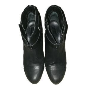 EUC Rag & Bone Harrow Ankle Booties Black Leather Western Moto Buckle Sz 39